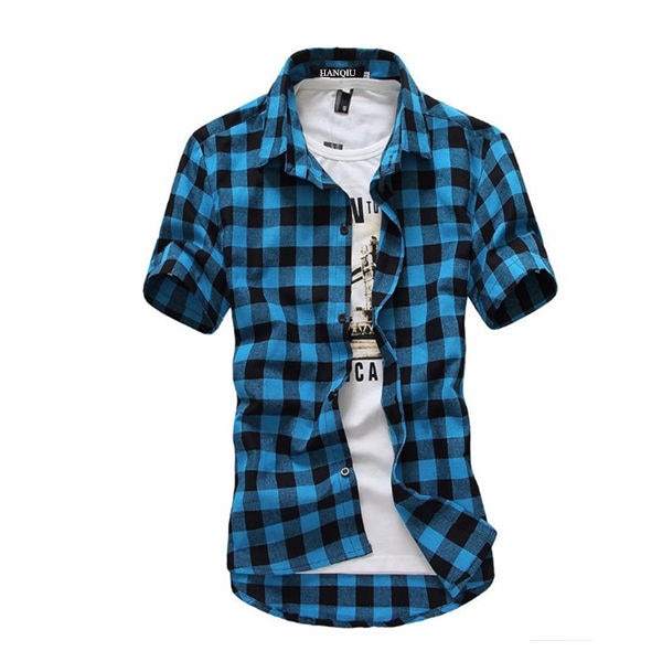 Red And Black Plaid Shirt Men Shirts 2020 New Summer Fashion Chemise Homme Mens Checkered Shirts Short Sleeve Shirt Men Blouse