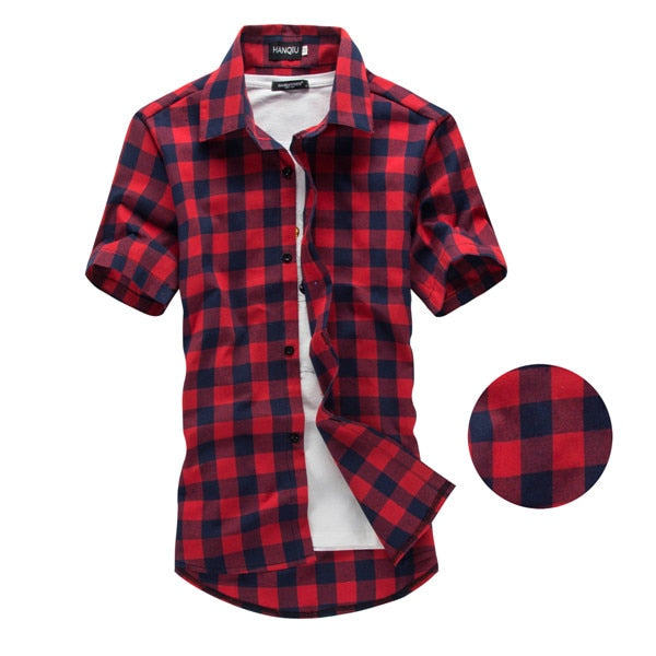 Red And Black Plaid Shirt Men Shirts 2020 New Summer Fashion Chemise Homme Mens Checkered Shirts Short Sleeve Shirt Men Blouse