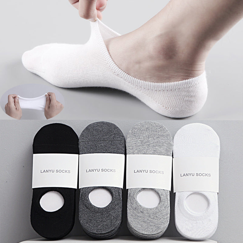 5Pair/lot Fashion Happy Men Boat Socks Summer Autumn Non-slip Silicone Invisible Cotton Socks Male Ankle Sock slippers Meia