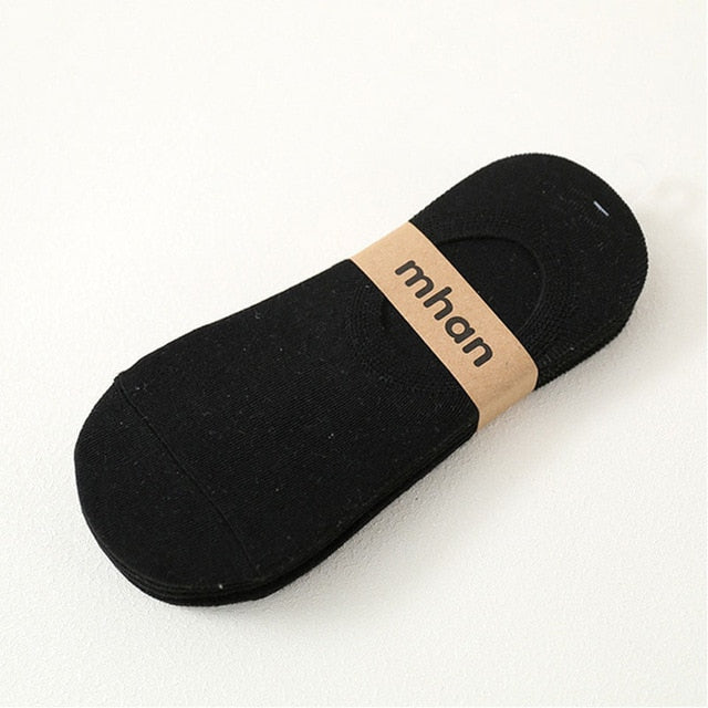 5Pair/lot Fashion Happy Men Boat Socks Summer Autumn Non-slip Silicone Invisible Cotton Socks Male Ankle Sock slippers Meia