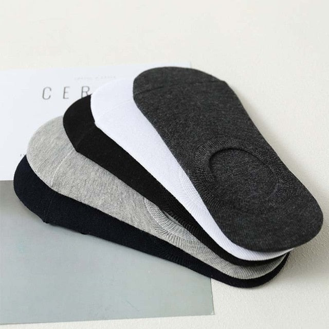 5Pair/lot Fashion Happy Men Boat Socks Summer Autumn Non-slip Silicone Invisible Cotton Socks Male Ankle Sock slippers Meia