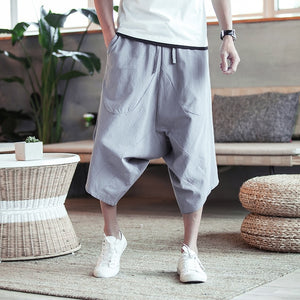 Dropshipping Men Harajuku Harem Pants 2020 Mens Summer Cotton Linen Joggers Pants Male Vintage Chinese Style Sweatpants Fashions