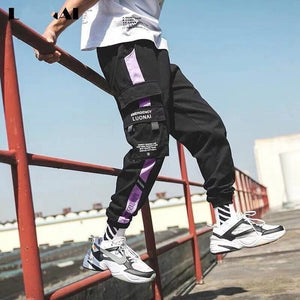 2020 Spring Hip Hop Joggers Men Black Harem Pants Multi-pocket Ribbons Man Sweatpants Streetwear Casual Mens Pants M-3XL