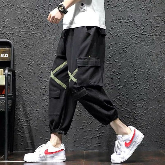 2020 Spring Hip Hop Joggers Men Black Harem Pants Multi-pocket Ribbons Man Sweatpants Streetwear Casual Mens Pants M-3XL