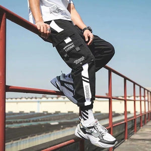 2020 Spring Hip Hop Joggers Men Black Harem Pants Multi-pocket Ribbons Man Sweatpants Streetwear Casual Mens Pants M-3XL