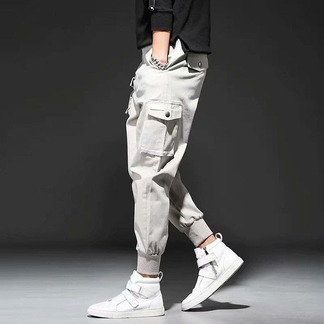 2020 Spring Hip Hop Joggers Men Black Harem Pants Multi-pocket Ribbons Man Sweatpants Streetwear Casual Mens Pants M-3XL