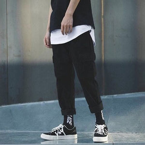 2020 Spring Hip Hop Joggers Men Black Harem Pants Multi-pocket Ribbons Man Sweatpants Streetwear Casual Mens Pants M-3XL