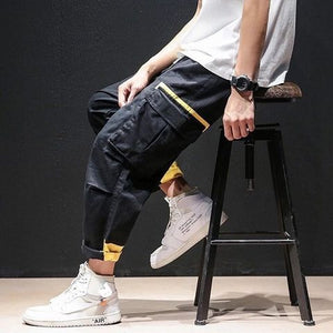 2020 Spring Hip Hop Joggers Men Black Harem Pants Multi-pocket Ribbons Man Sweatpants Streetwear Casual Mens Pants M-3XL