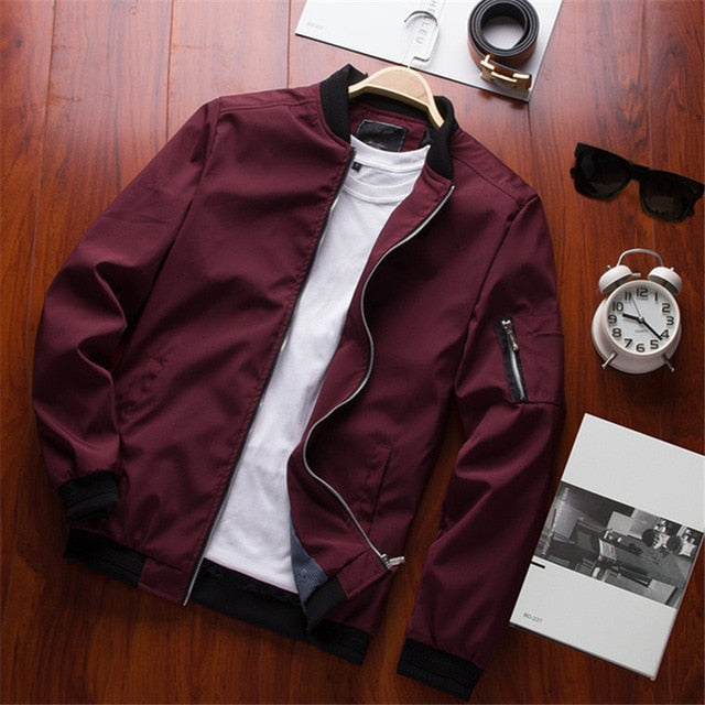 Men Bomber Jacket Thin Slim Long Sleeve baseball Jackets Windbreaker Zipper Windbreaker Jacket Male Outwear Brand Clothing 6580