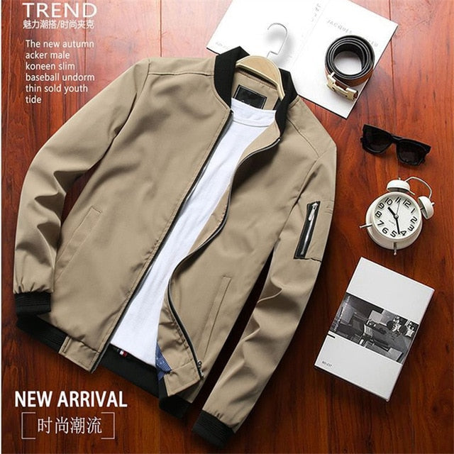 Men Bomber Jacket Thin Slim Long Sleeve baseball Jackets Windbreaker Zipper Windbreaker Jacket Male Outwear Brand Clothing 6580