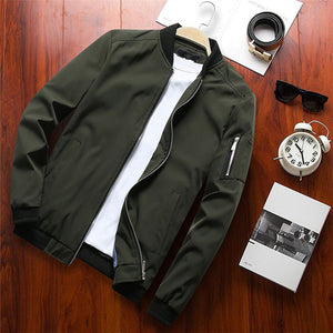 Men Bomber Jacket Thin Slim Long Sleeve baseball Jackets Windbreaker Zipper Windbreaker Jacket Male Outwear Brand Clothing 6580