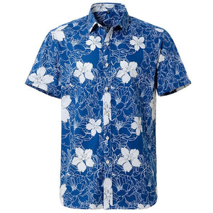 Summer Pure Cotton Mens Hawaiian Dress Shirt Loose Printed Short Sleeve Big Us Size Hawaii Flower Men Beach Floral Shirts