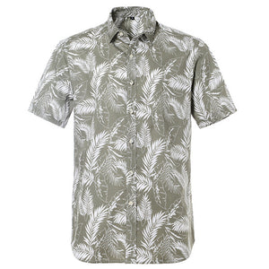 Summer Pure Cotton Mens Hawaiian Dress Shirt Loose Printed Short Sleeve Big Us Size Hawaii Flower Men Beach Floral Shirts