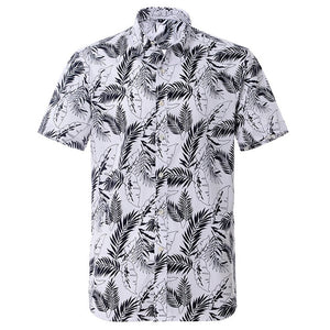 Summer Pure Cotton Mens Hawaiian Dress Shirt Loose Printed Short Sleeve Big Us Size Hawaii Flower Men Beach Floral Shirts