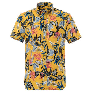 Summer Pure Cotton Mens Hawaiian Dress Shirt Loose Printed Short Sleeve Big Us Size Hawaii Flower Men Beach Floral Shirts